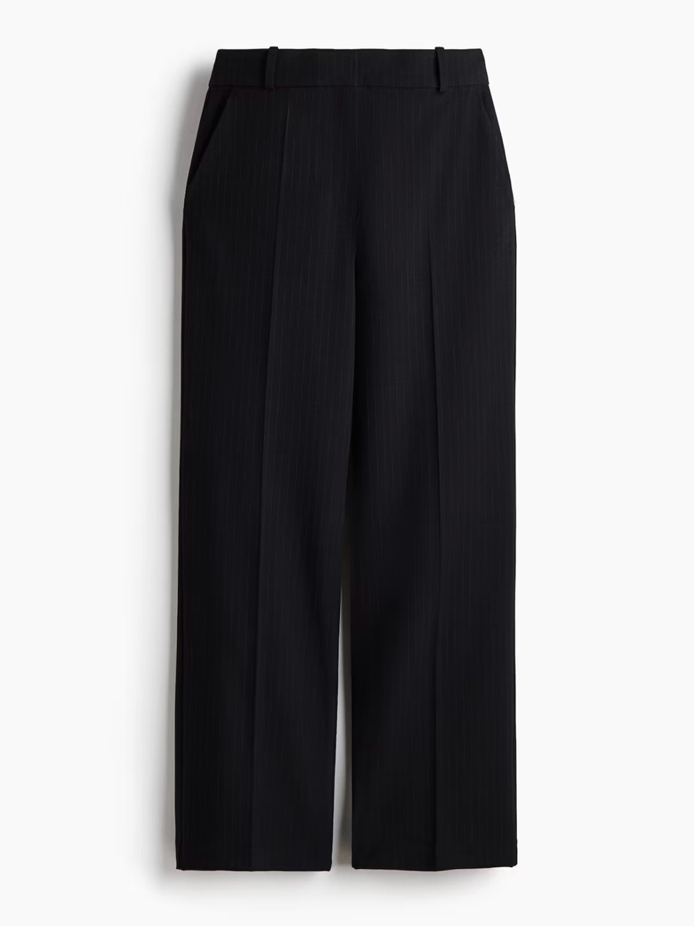 Wide Leg Navy Blue Pinstripes Women's Trousers